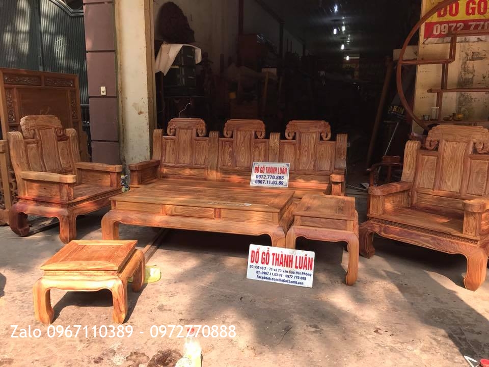 Bộ Ghế Như Ý Đầu Voi Gỗ Hương Vân Đỏ.