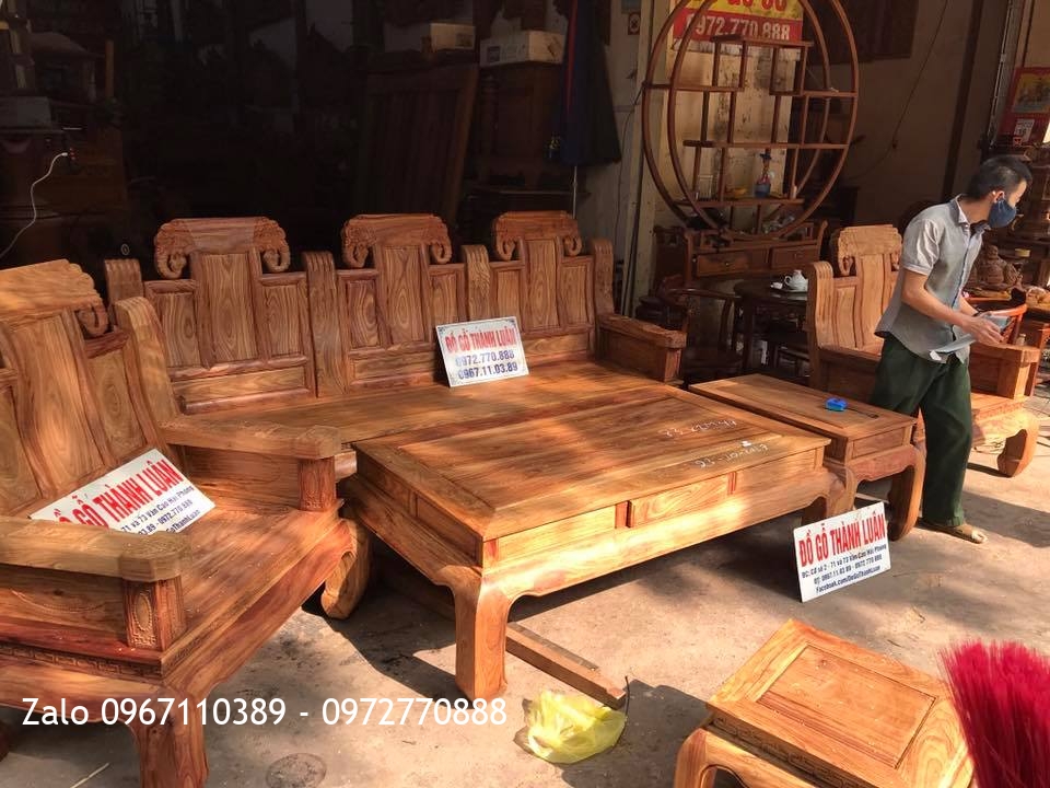 Bộ Ghế Như Ý Đầu Voi Gỗ Hương Vân Đỏ..