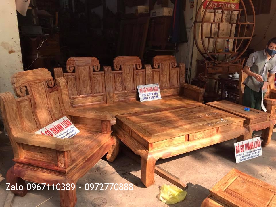 Bộ Ghế Như Ý Đầu Voi Gỗ Hương Vân Đỏ..