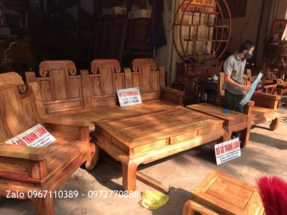 Bộ Ghế Như Ý Đầu Voi Gỗ Hương Vân Đỏ..