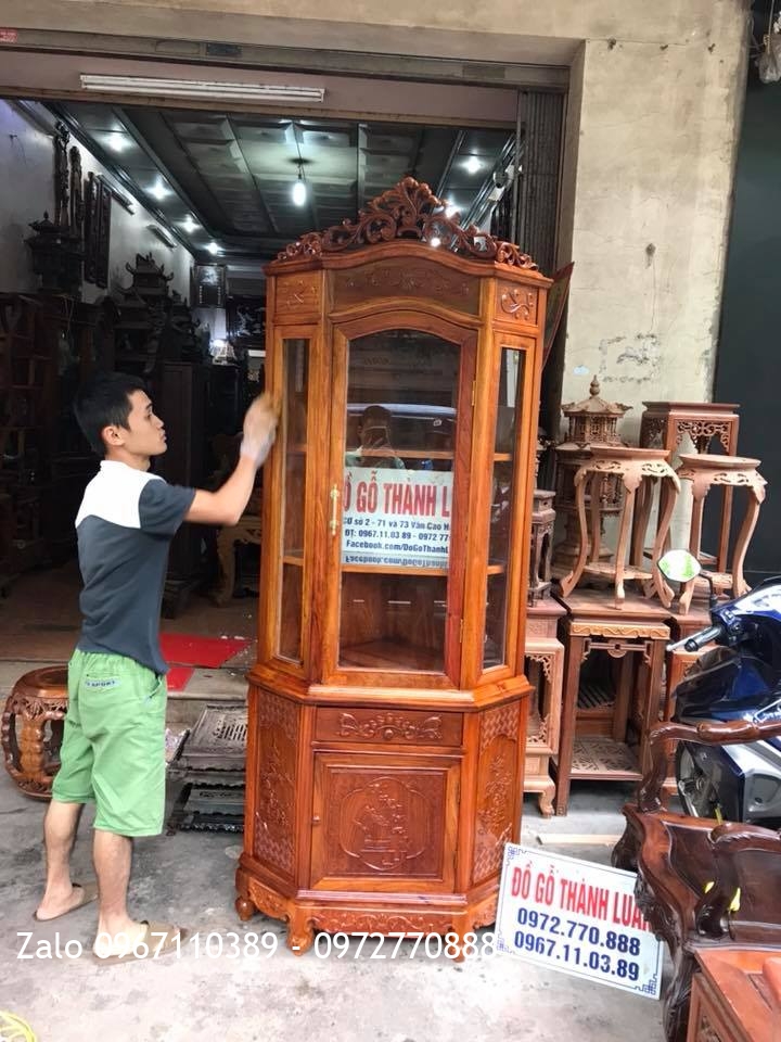 Tủ Rượu Góc Gỗ Hương Đỏ Lào