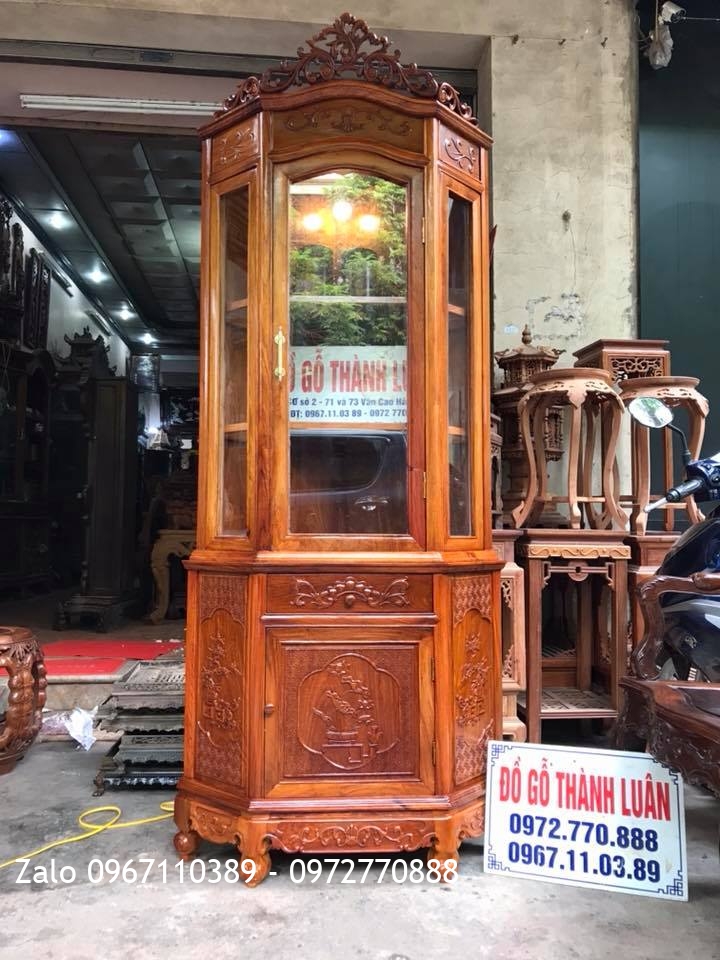 Tủ Rượu Góc Gỗ Hương Đỏ Lào,.