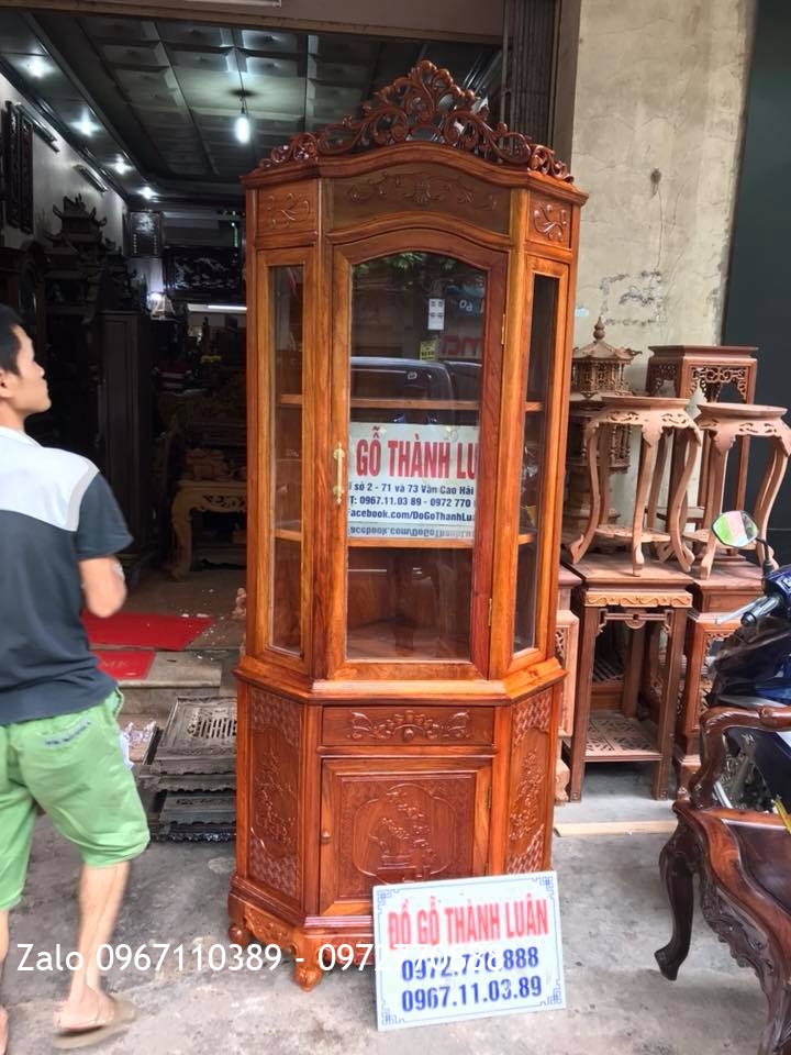 Tủ Rượu Góc Gỗ Hương Đỏ Lào.