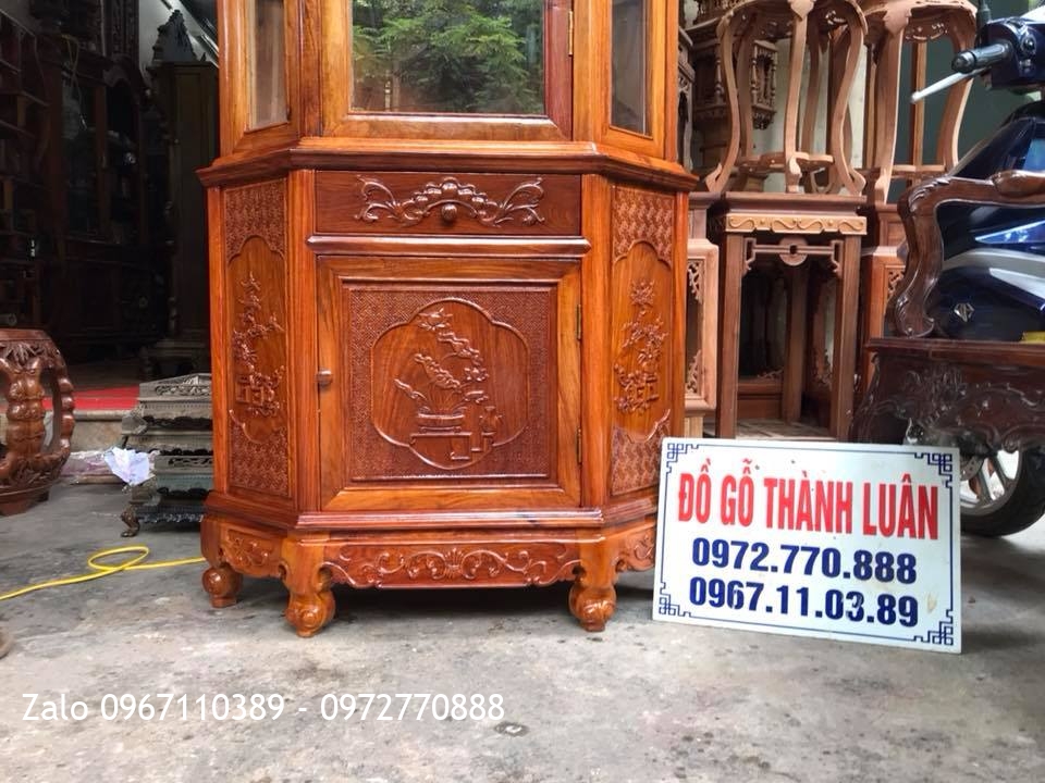Tủ Rượu Góc Gỗ Hương Đỏ Lào..