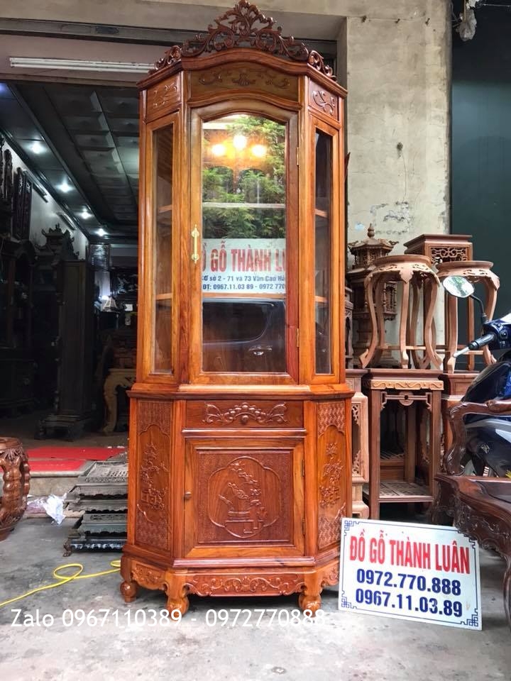 Tủ Rượu Góc Gỗ Hương Đỏ Lào.