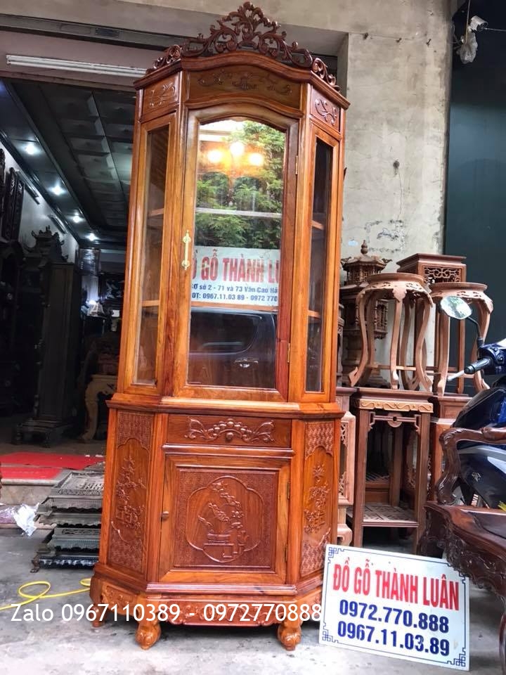 Tủ Rượu Góc Gỗ Hương Đỏ Lào.: