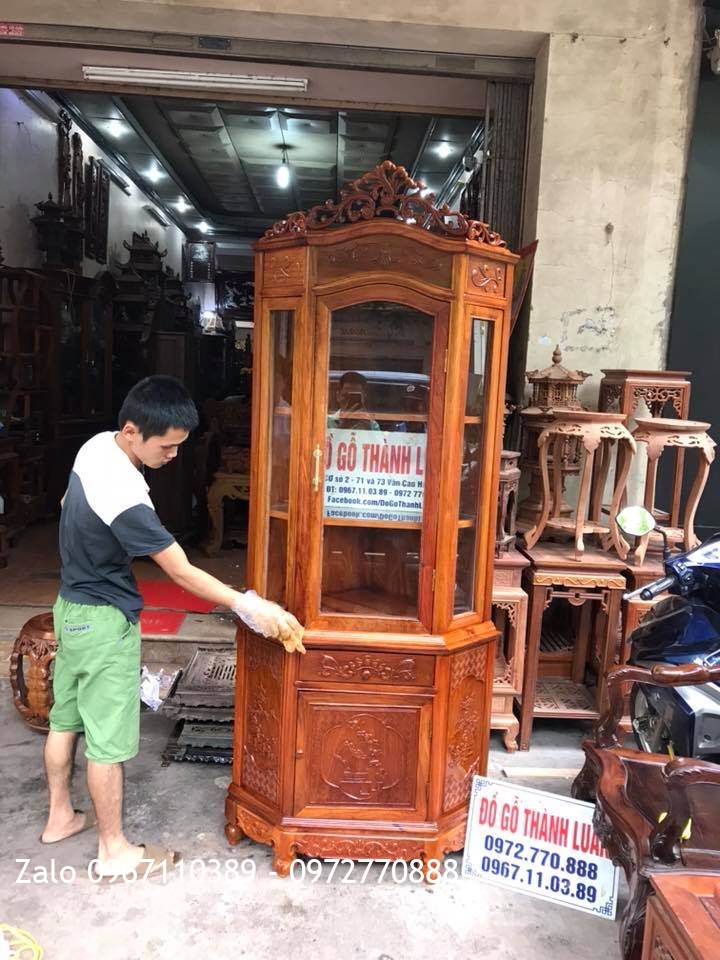 Tủ Rượu Góc Gỗ Hương Đỏ Lào