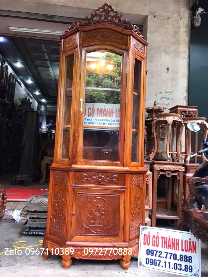 Tủ Rượu Góc Gỗ Hương Đỏ Lào:.