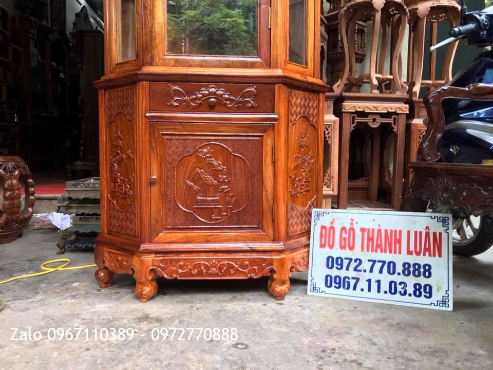 Tủ Rượu Góc Gỗ Hương Đỏ Lào:.