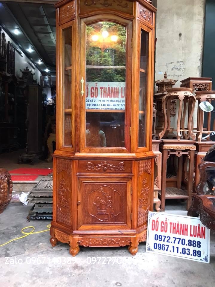 Tủ Rượu Góc Gỗ Hương Đỏ Lào::