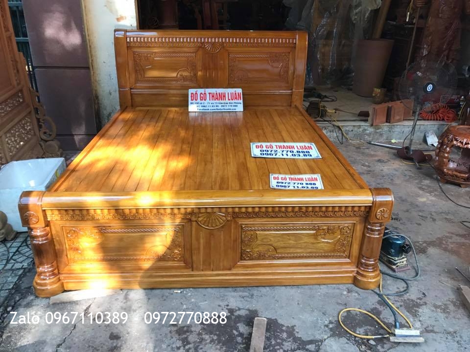 Giường Gỗ Gụ Mẫu Chữ X 1m6-2m. Khách Hải Phòng