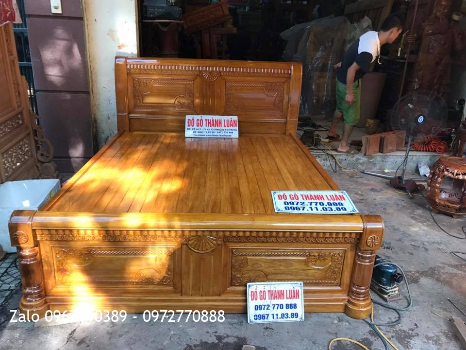 Giường Gỗ Gụ Mẫu Chữ X 1m6-2m. Khách Hải Phòng.