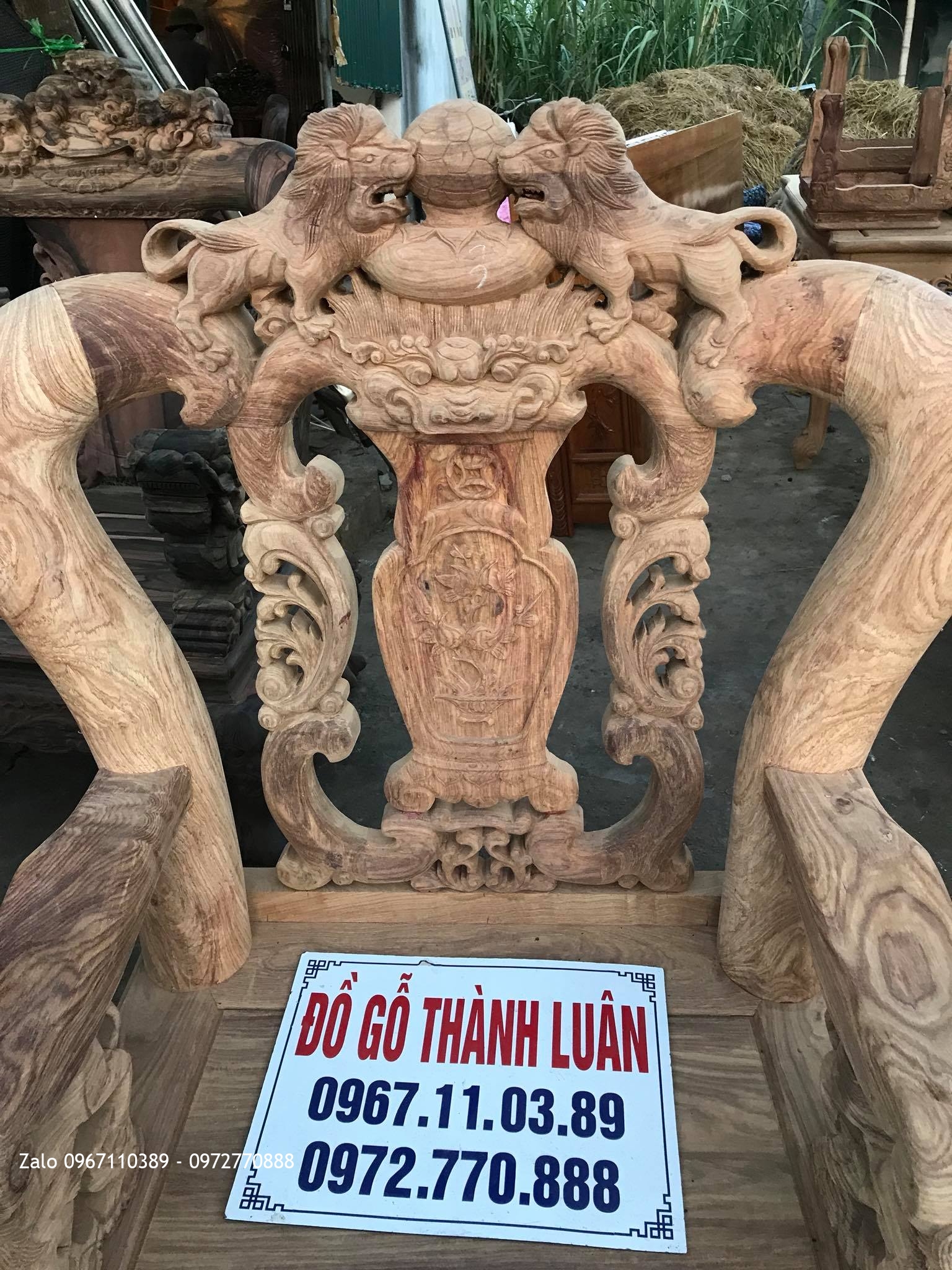 2 Bộ Ghế Quốc Sư Gỗ Hương Vân Cột 12,6 Món