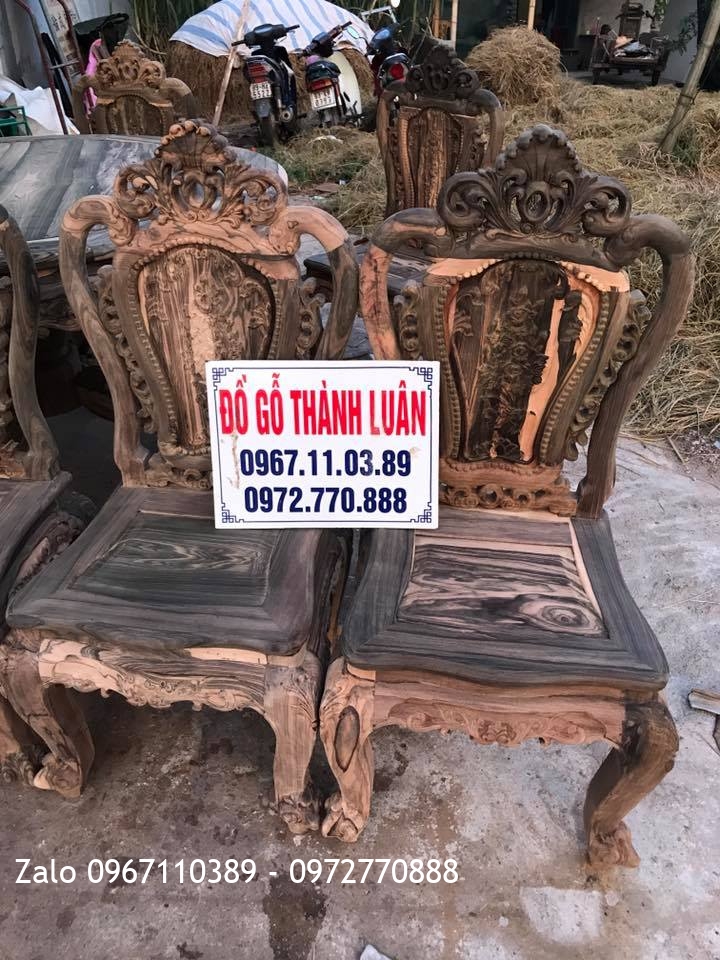 Bộ Bàn Ghế Ăn Gỗ Mun Hoa Gồm 10 Ghế 1 Bàn Tròn. Khách Nha Trang,.  