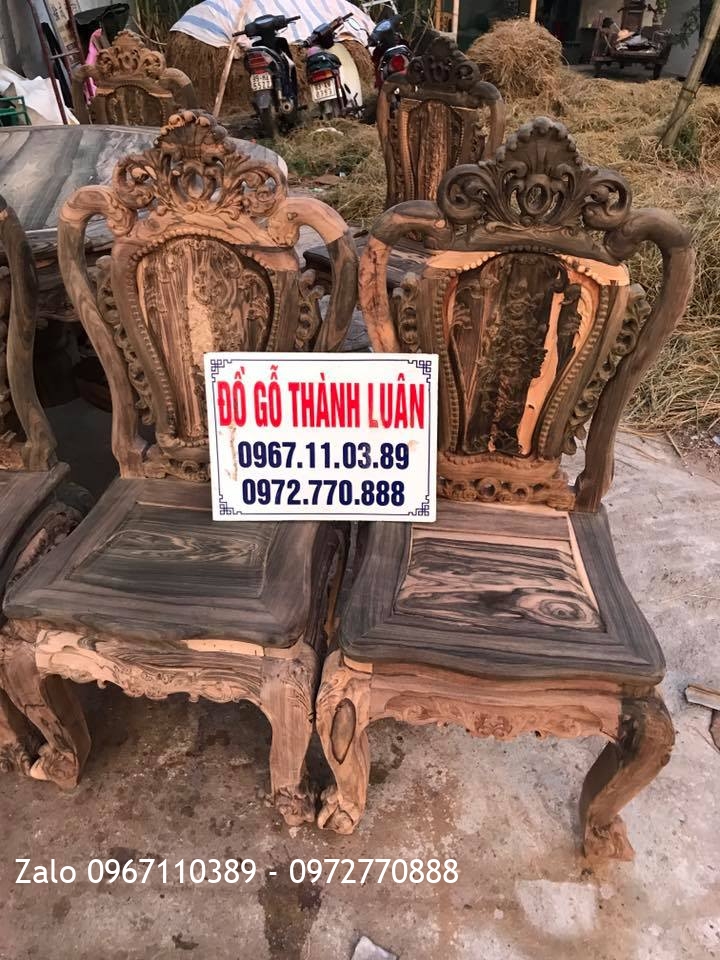 Bộ Bàn Ghế Ăn Gỗ Mun Hoa Gồm 10 Ghế 1 Bàn Tròn. Khách Nha Trang,...