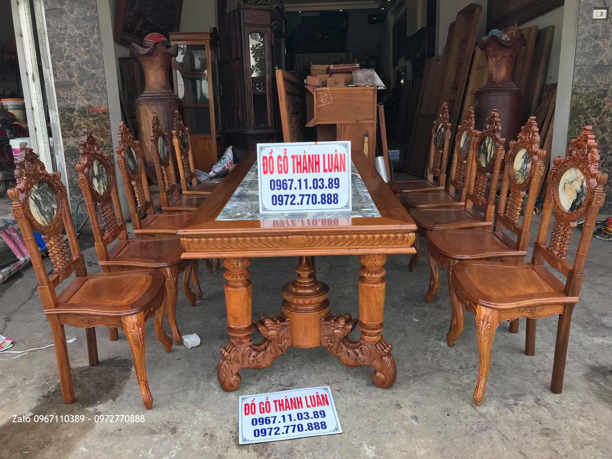 Bộ Bàn Ghế Ăn Mẫu Đồng Hồ Pháp Cổ gồm 10 ghế 1 Bàn. Khách Hà Tĩnh