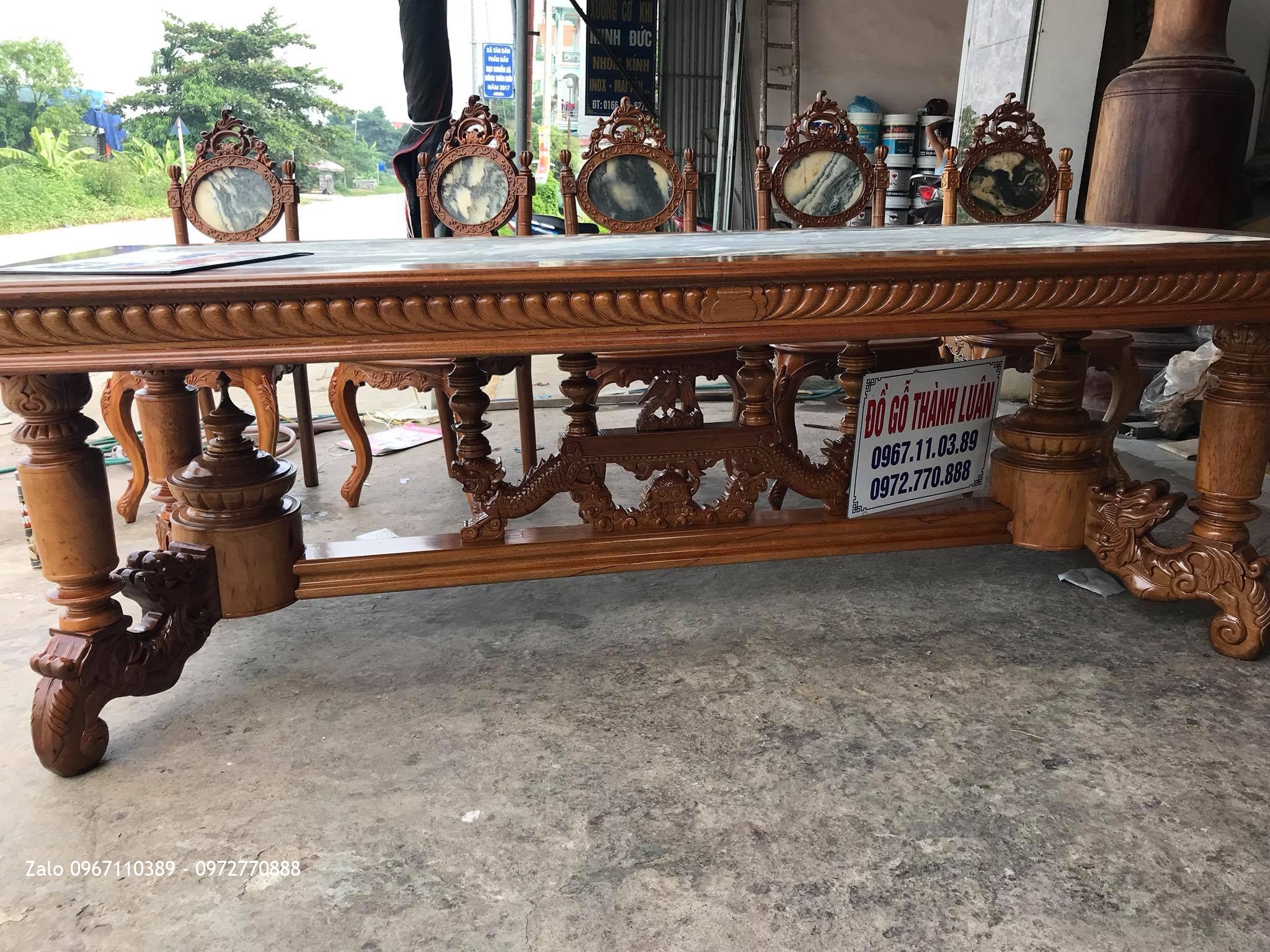 Bộ Bàn Ghế Ăn Mẫu Đồng Hồ Pháp Cổ gồm 10 ghế 1 Bàn. Khách Hà Tĩnh.