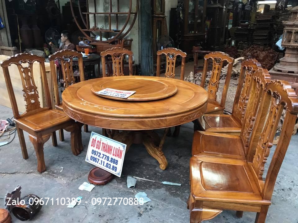 Bộ Bàn Ghế Ăn Mẫu Cờ Bạc Gỗ Gụ 8 Ghế 1 Bàn