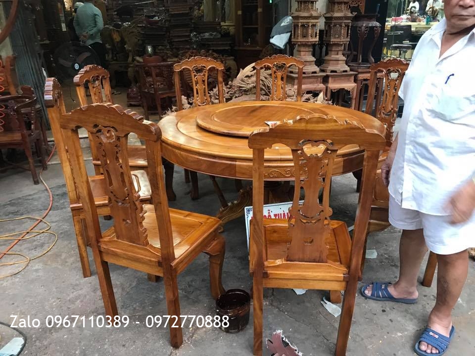 Bộ Bàn Ghế Ăn Mẫu Cờ Bạc Gỗ Gụ 8 Ghế 1 Bàn,.