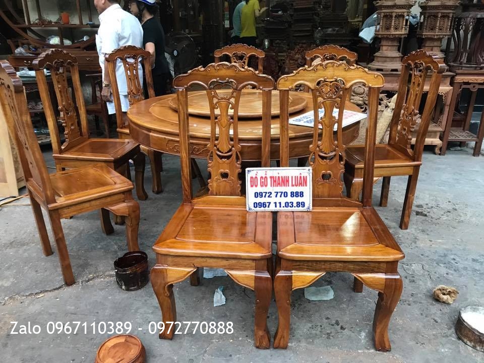 Bộ Bàn Ghế Ăn Mẫu Cờ Bạc Gỗ Gụ 8 Ghế 1 Bàn:.