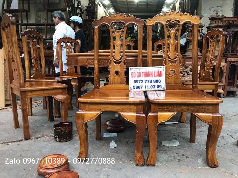 Bộ Bàn Ghế Ăn Mẫu Cờ Bạc Gỗ Gụ 8 Ghế 1 Bàn::.