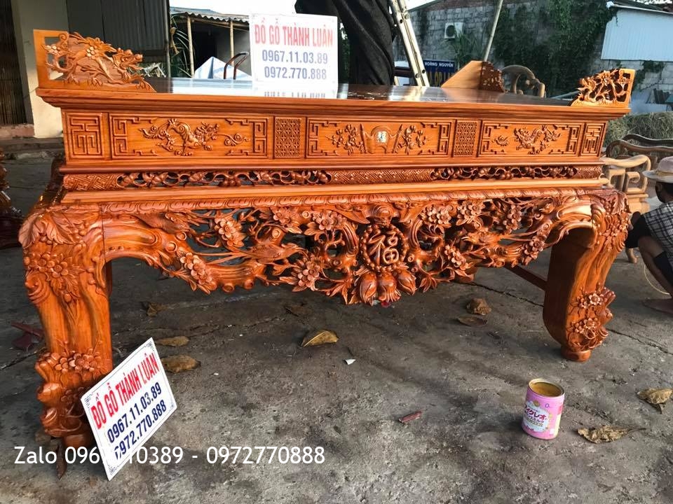 2 Sập Thờ Gỗ Gõ Mai Điểu Và Sập Tứ Linh Gỗ Gụ. Chị Bích Hà Nội,