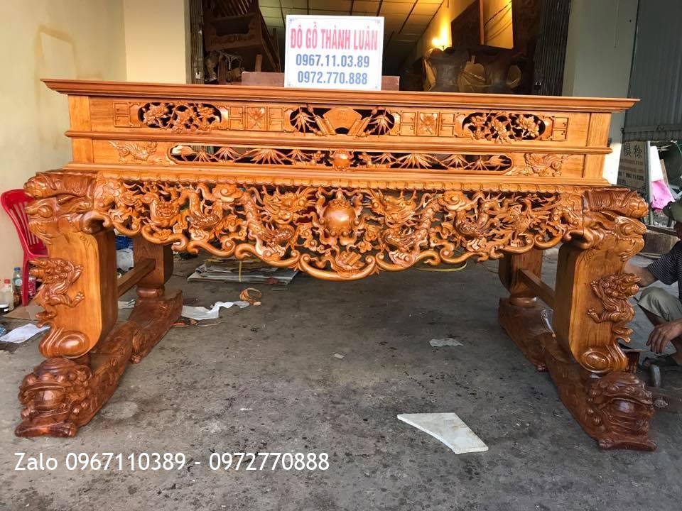 2 Sập Thờ Gỗ Gõ Mai Điểu Và Sập Tứ Linh Gỗ Gụ. Chị Bích Hà Nội: