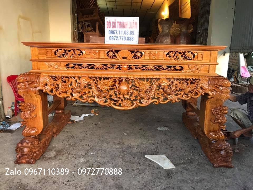 2 Sập Thờ Gỗ Gõ Mai Điểu Và Sập Tứ Linh Gỗ Gụ. Chị Bích Hà Nội:.