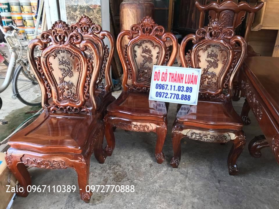 Bộ Bàn Ghế Ăn Gỗ Cẩm Lai Lào. Chị Tím Nha Trang-