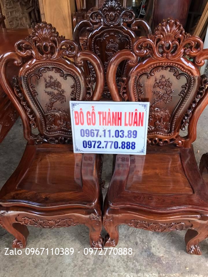 Bộ Bàn Ghế Ăn Gỗ Cẩm Lai Lào. Chị Tím Nha Trang,.