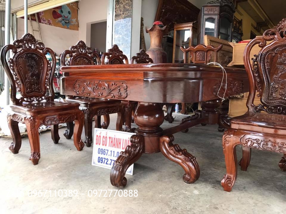 Bộ Bàn Ghế Ăn Gỗ Cẩm Lai Lào. Chị Tím Nha Trang,.:.