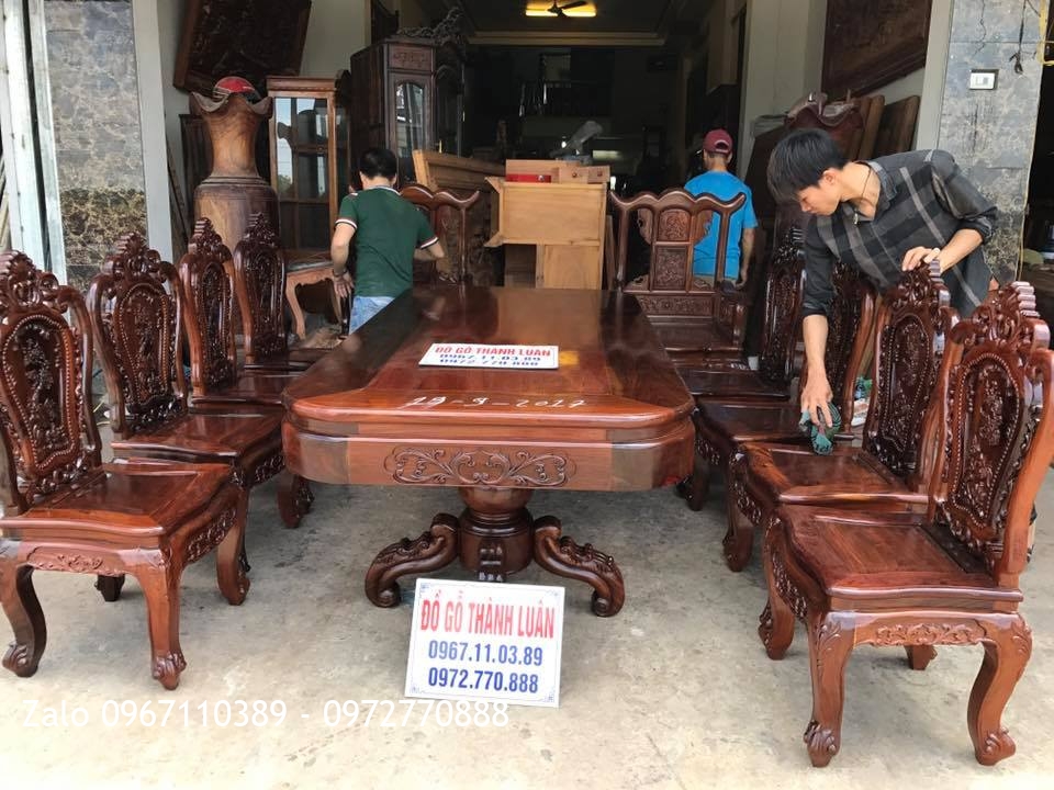Bộ Bàn Ghế Ăn Gỗ Cẩm Lai Lào. Chị Tím Nha Trang.
