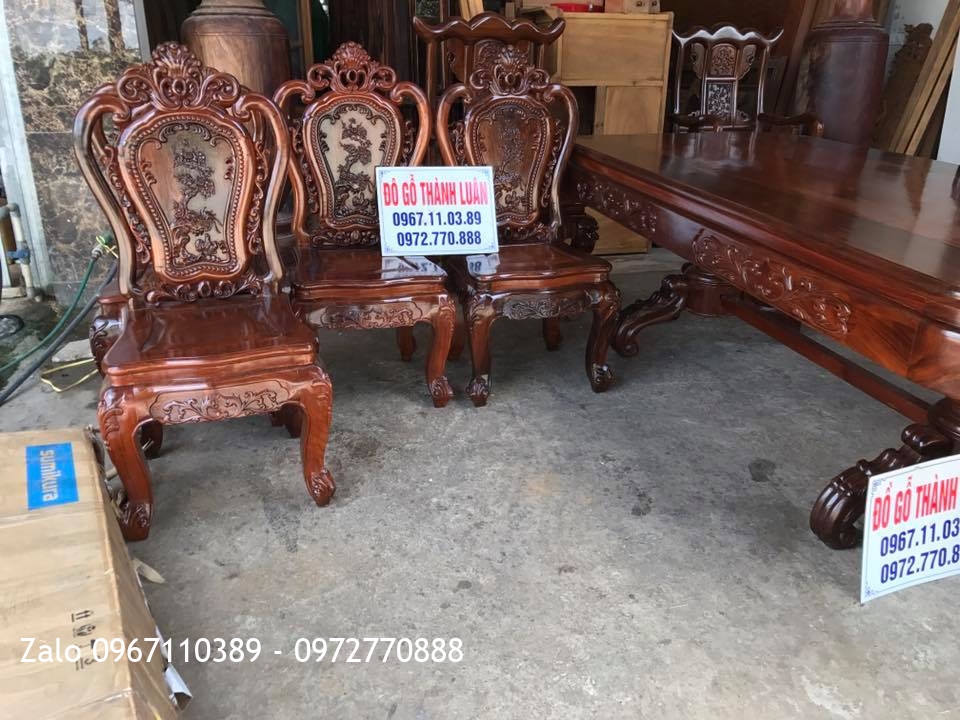Bộ Bàn Ghế Ăn Gỗ Cẩm Lai Lào. Chị Tím Nha Trang@
