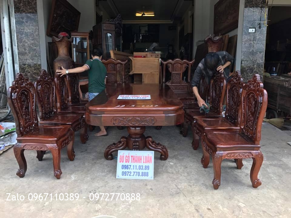 Bộ Bàn Ghế Ăn Gỗ Cẩm Lai Lào. Chị Tím Nha Trang: