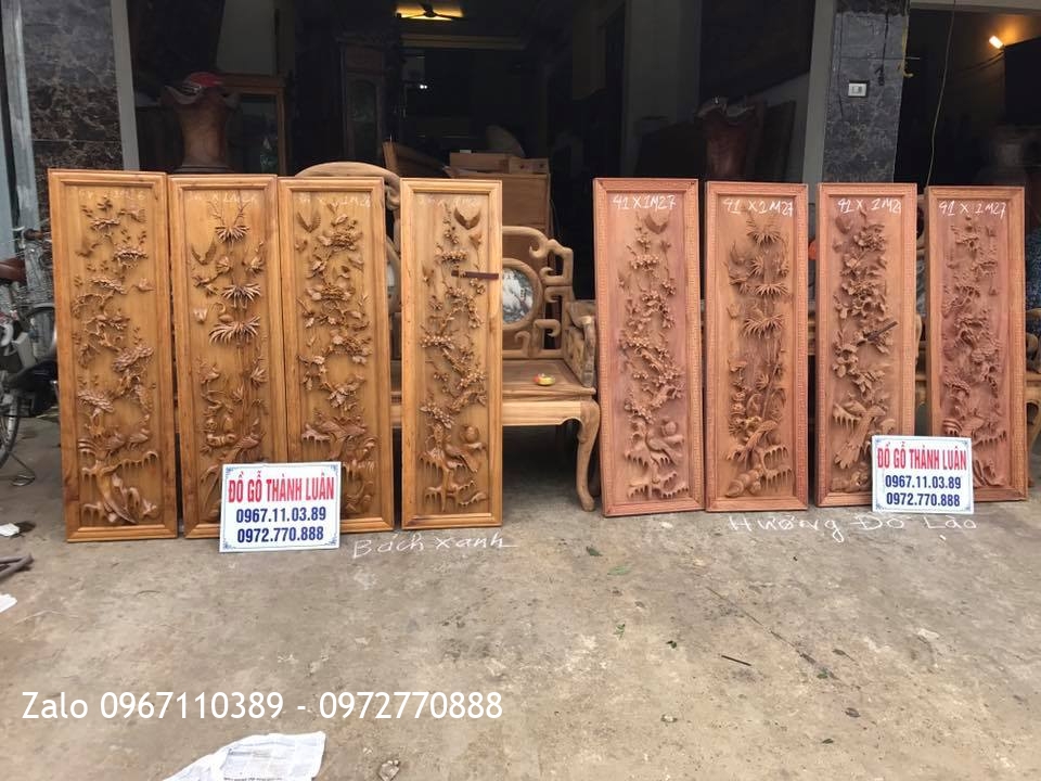 2 Bộ Tranh Tứ Quý Gỗ Bách Xanh Và Hương Đỏ.