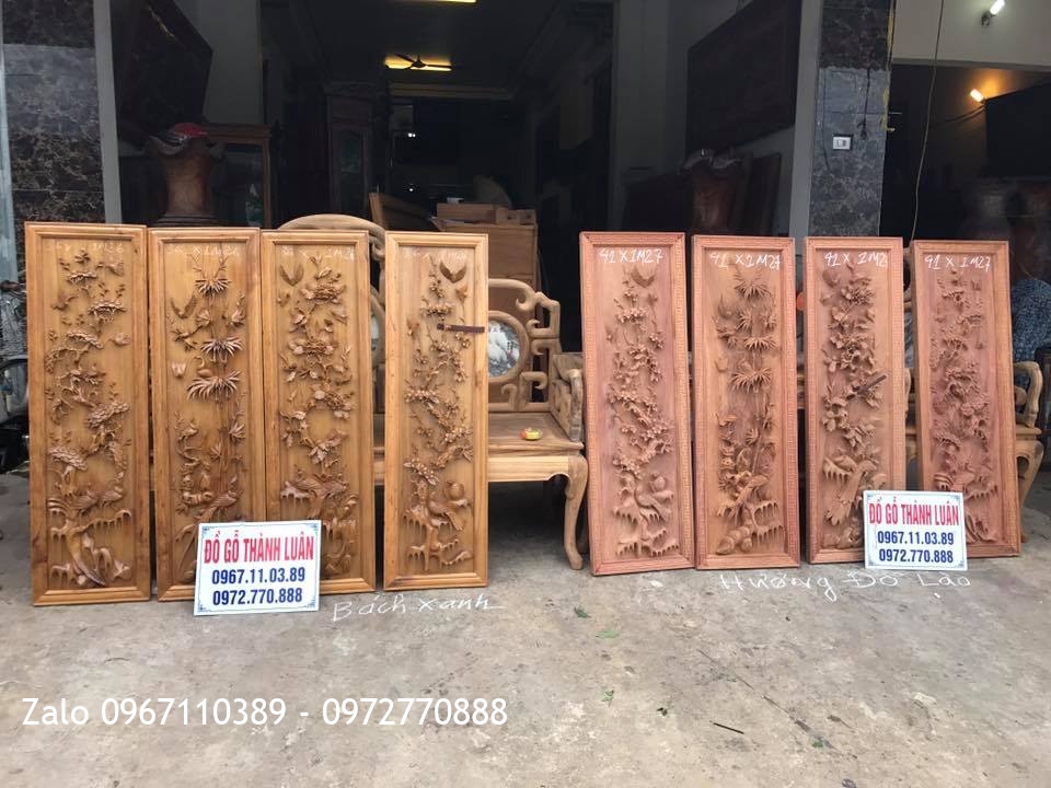 2 Bộ Tranh Tứ Quý Gỗ Bách Xanh Và Hương Đỏ.