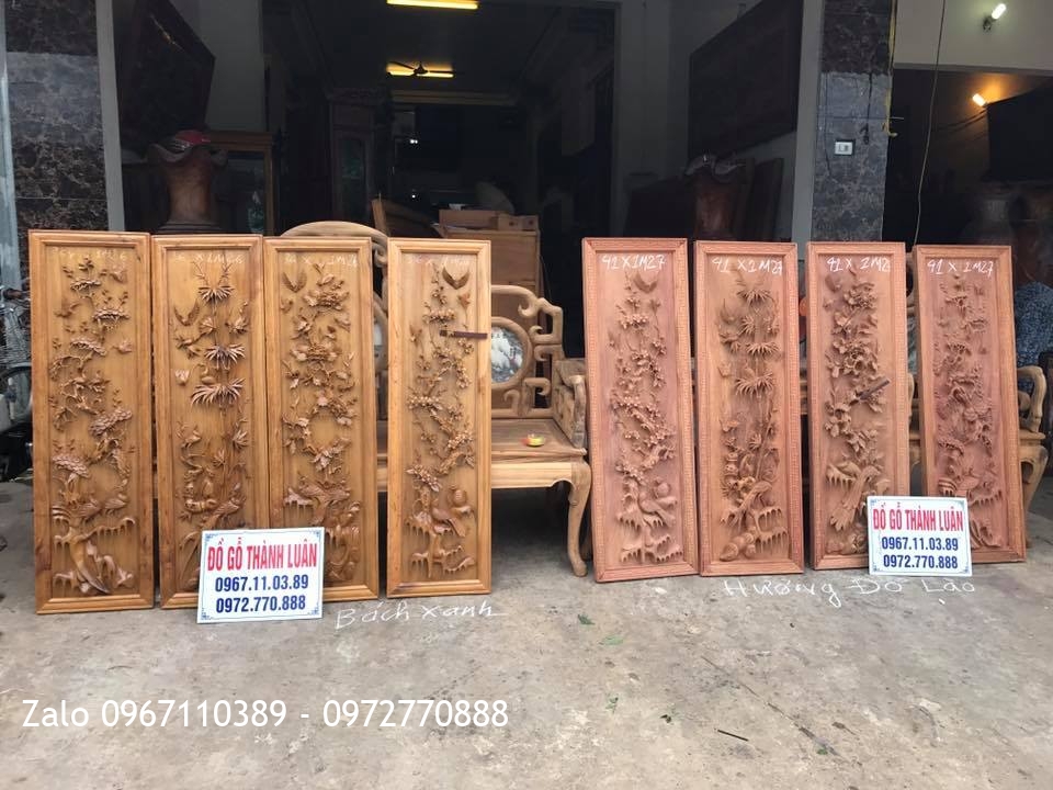 2 Bộ Tranh Tứ Quý Gỗ Bách Xanh Và Hương Đỏ.