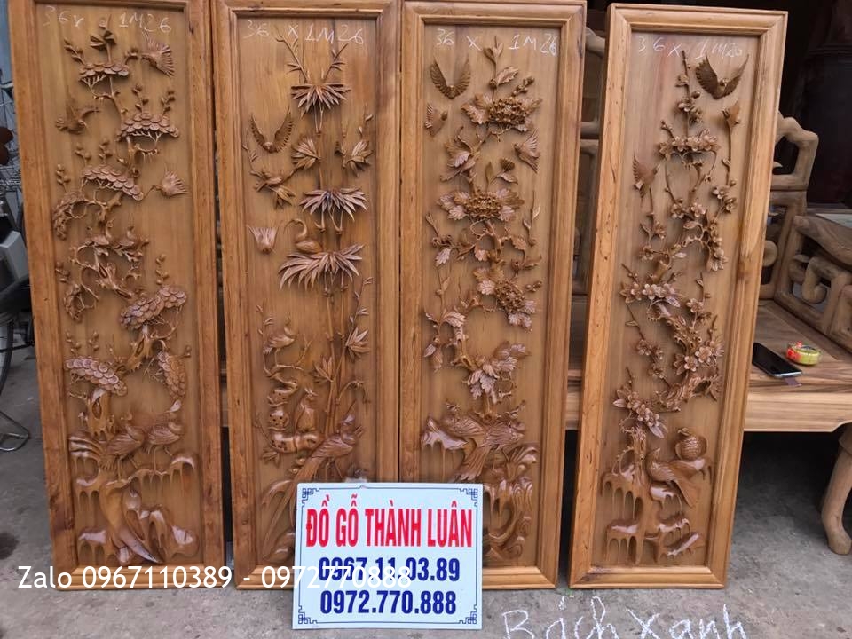 2 Bộ Tranh Tứ Quý Gỗ Bách Xanh Và Hương Đỏ.:.