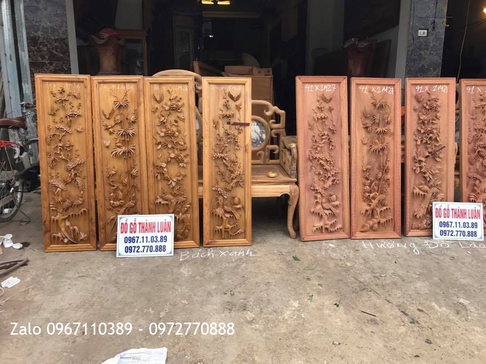 2 Bộ Tranh Tứ Quý Gỗ Bách Xanh Và Hương Đỏ: