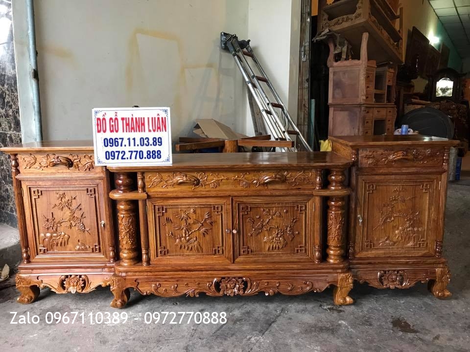 Bàn Ghế Minh Quốc Nghê, Kệ Tivi Gỗ Hương. Khách Thái Bình,.