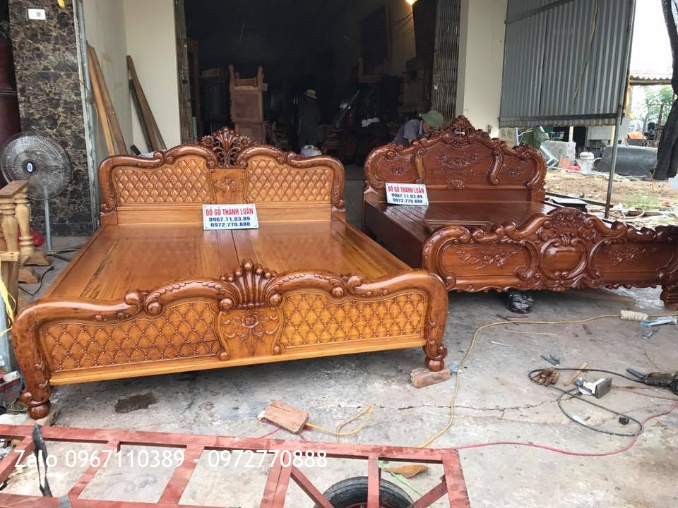 Giường Và Tủ Áo Gỗ Gụ,.