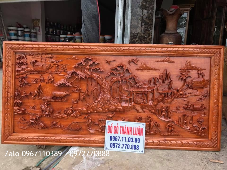 ng Hồ Cô Gái, Tranh Đồng Quê Gỗ Hương Nam Phi. C Hoàng Đông Anh HN.: