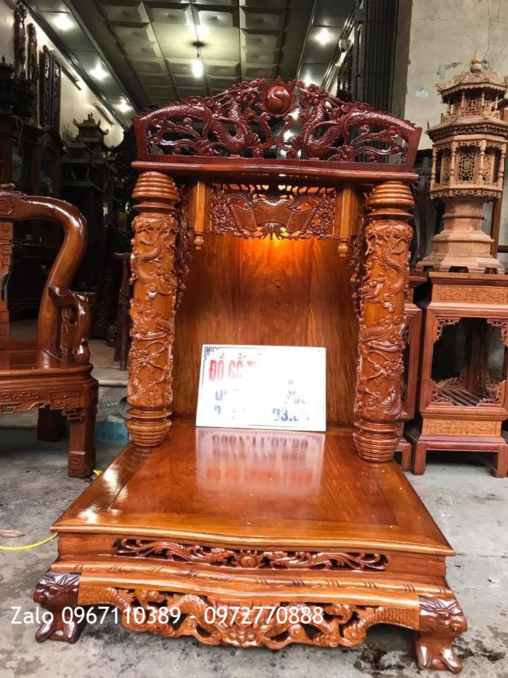 Bàn Thờ Thần Tài Gỗ Hương Đỏ Lào. Khách Hải Phòng.