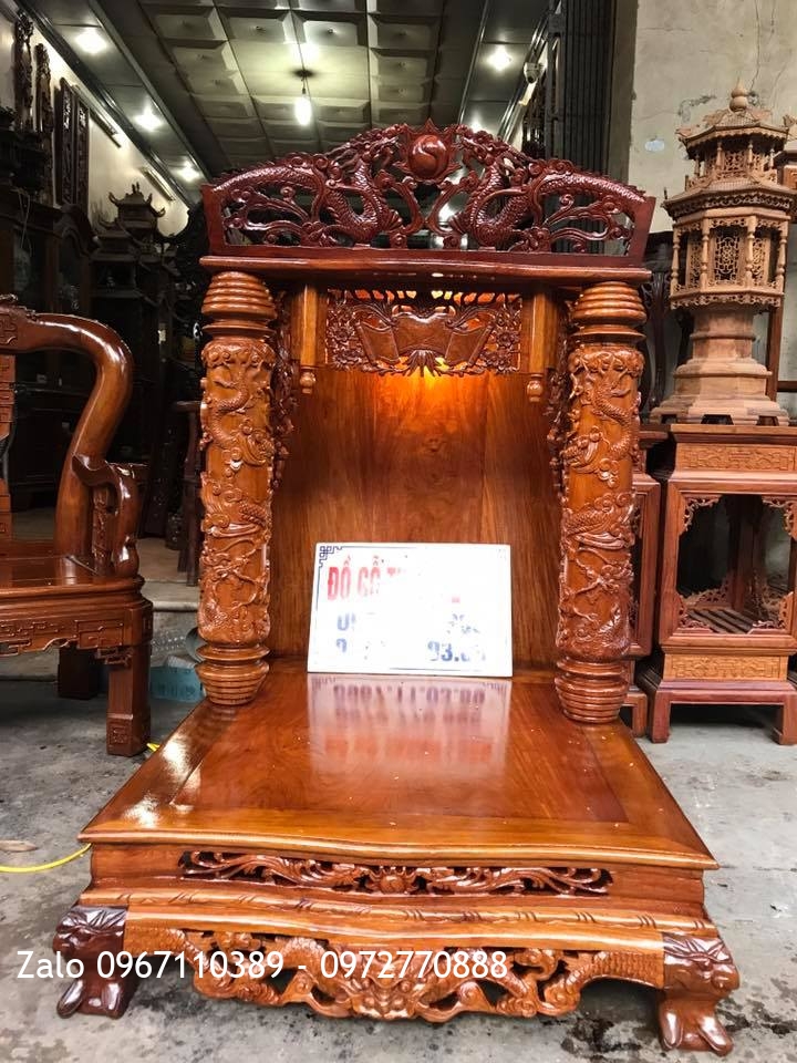 Bàn Thờ Thần Tài Gỗ Hương Đỏ Lào. Khách Hải Phòng.