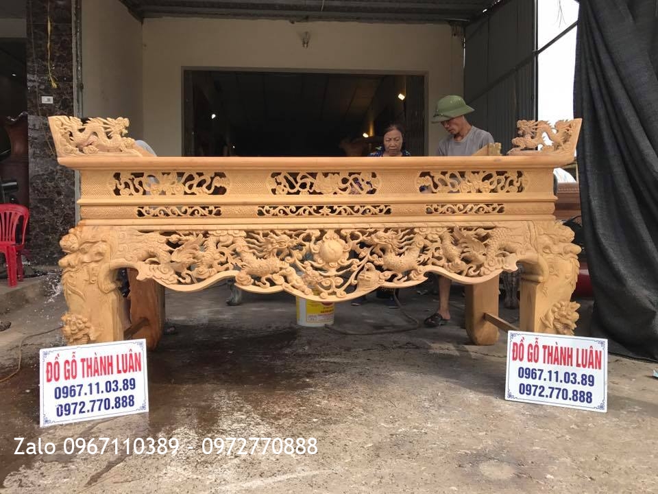 Sập Thờ Tứ Linh Gỗ Gụ. Chị Thuỷ Ân Thi Hưng Yên.