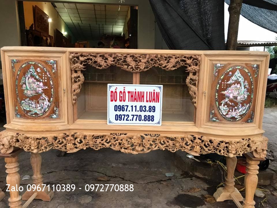 2 Tủ Chè Cánh Cong Gỗ Gụ. Khách Bắc Ninh,