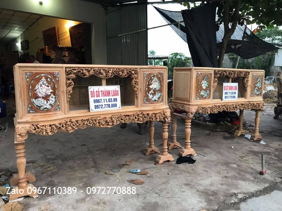 2 Tủ Chè Cánh Cong Gỗ Gụ. Khách Bắc Ninh.