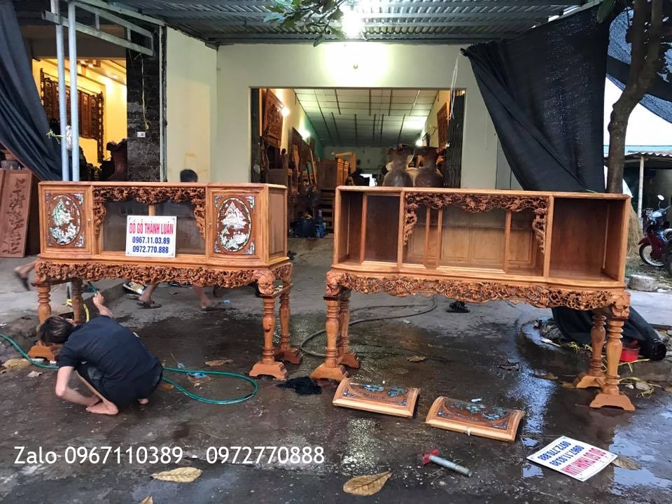 2 Tủ Chè Cánh Cong Gỗ Gụ. Khách Bắc Ninh..