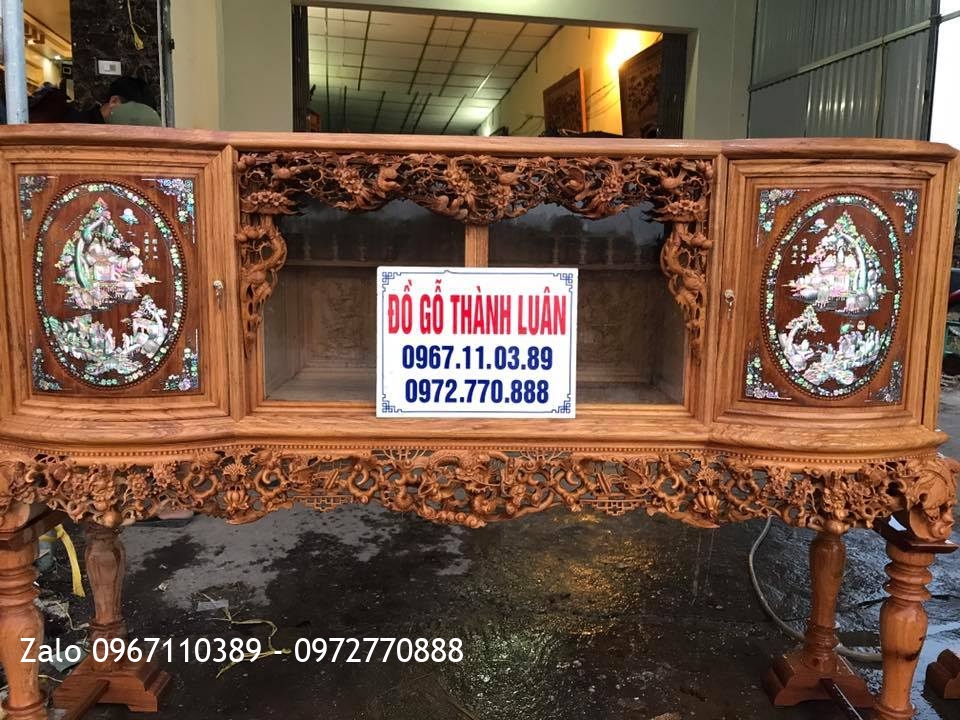 2 Tủ Chè Cánh Cong Gỗ Gụ. Khách Bắc Ninh