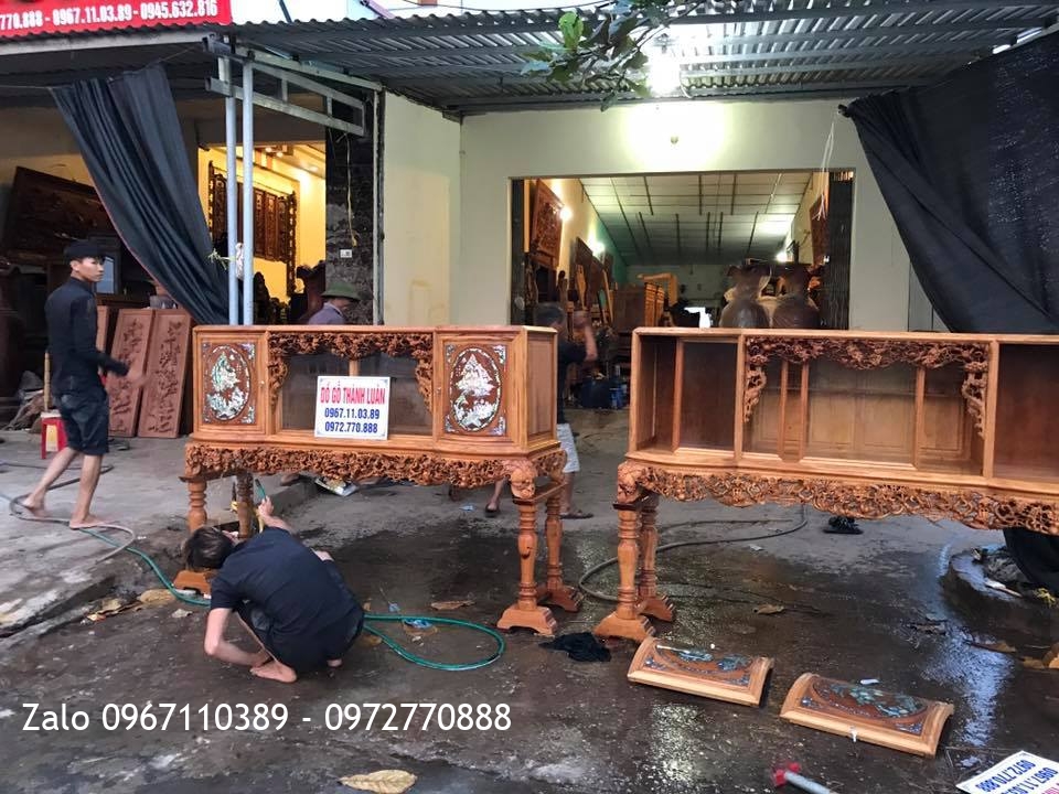 2 Tủ Chè Cánh Cong Gỗ Gụ. Khách Bắc Ninh: